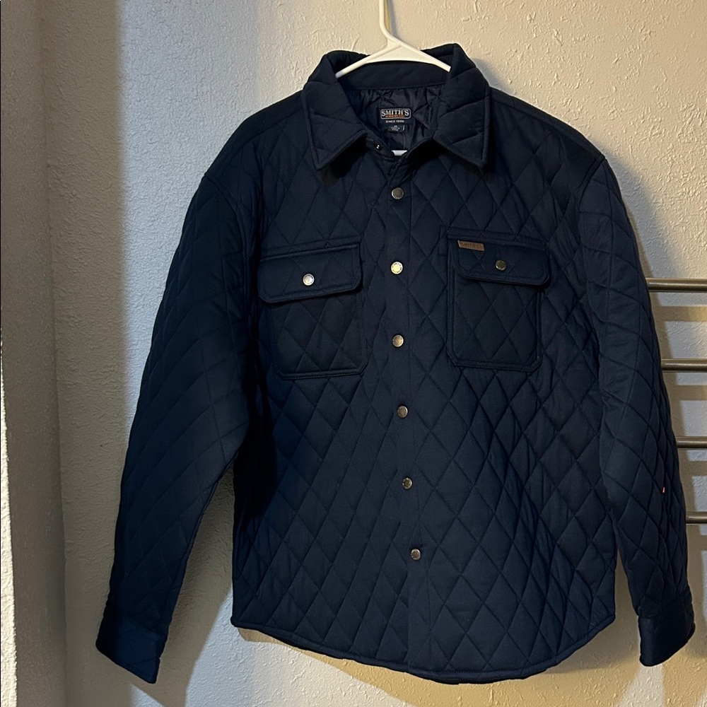 SMITH Navy Quilted Shirt Jacket